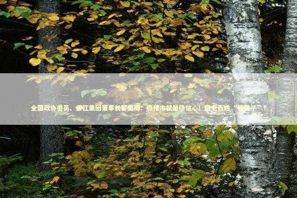 全国政协委员、香江集团董事长翟美卿：稳楼市就是稳信心！稳老百姓“钱袋子”！ 新闻