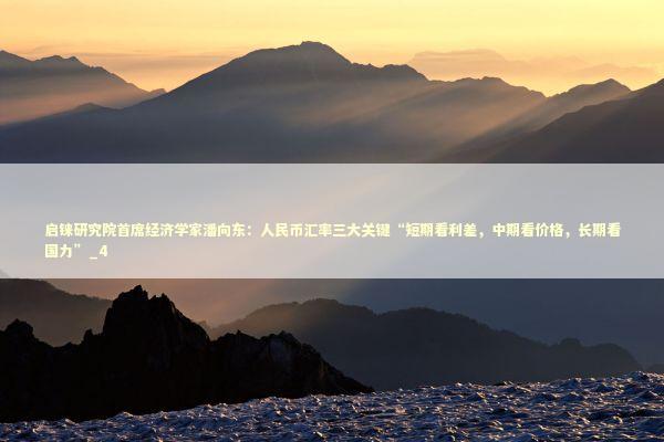 启铼研究院首席经济学家潘向东：人民币汇率三大关键“短期看利差，中期看价格，长期看国力”_4 新闻